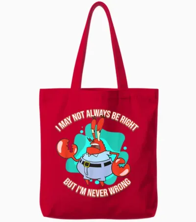 Mademark X Spongebob Squarepants - Eugene Krabs - Never Wrong Tote Bags - Red