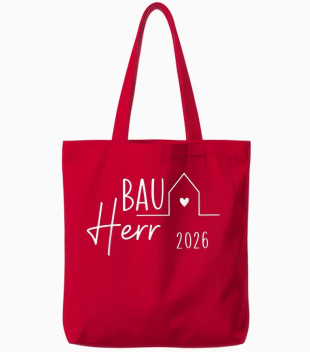 Bauherr 2026 Hausbau Tote Bags in Red