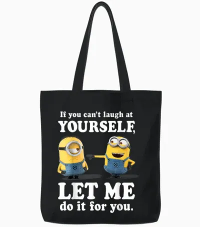 Despicable Me Minions Laugh at Yourself Graphic Tote Bags - Black