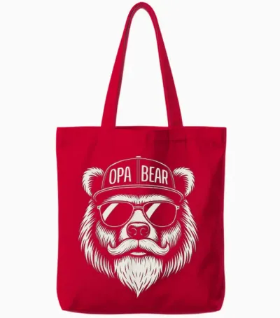 Herren Opa Bär – Lustiges Großvater Bär Tote Bags - Red