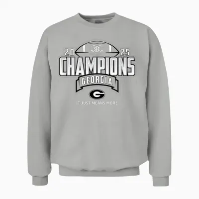Georgia Bulldogs Sec Champs 2025 Football Locker Room Unisex Sweatshirt - Ash