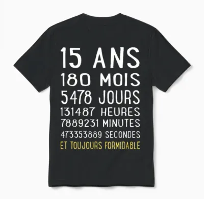 15 Ans Cadeau Garçon Fille Anniversaire Humour Amusant 15 T-Shirt Haut De Gamme Unisex T-Shirt - Black