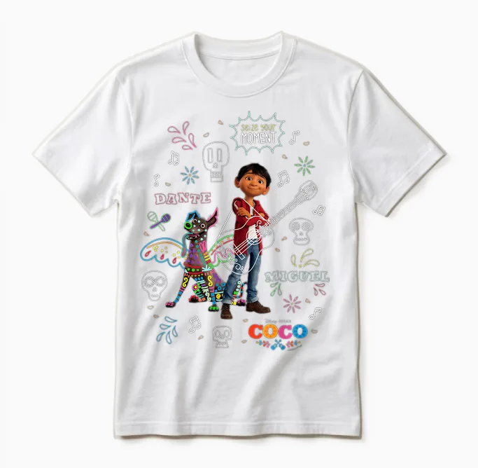 Disney and Pixar’s Coco Miguel and Dante Seize Your Moment Unisex T-Shirt in White