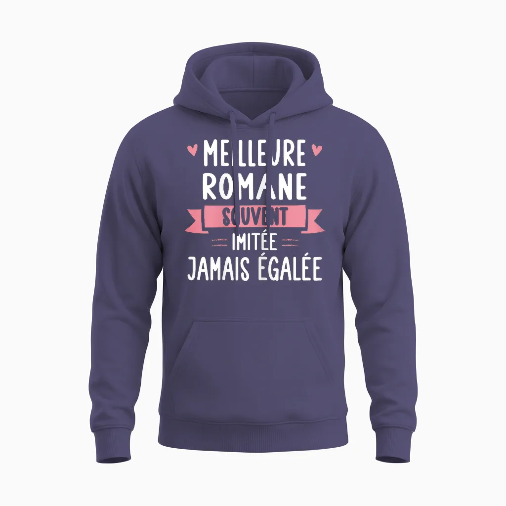 Unique Women's Humour Gift Personalized Name Romane T-Shirt, Black, Female X-Small Unisex Hoodie in Heather Sport Dark Navy