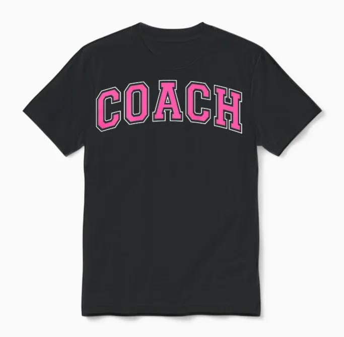 Coach Sports Trainer Vintage Pink White on Back Unisex T-Shirt in Black
