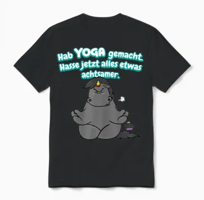 Pummeleinhorn -Yoga Grummeleinhorn Witzig Unisex T-Shirt - Black