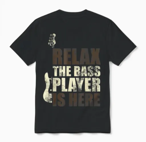 Le Bassiste Est Ici Music Gift Idea Guitar Bass Unisex T-Shirt in Black