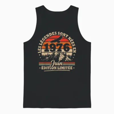 Vintage Anniversaire 50 Ans Cadeau Pour Né En Juin 1976 Unisex Tank Top - Black