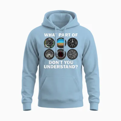 Funny Pilot Art Men Women Aviation Airline Pilot Instruments T-Shirt Small Unisex Hoodie - Light Blue