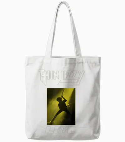 Thin Lizzy Live Yellow Boxed T-Shirt, Black Tote Bags - White