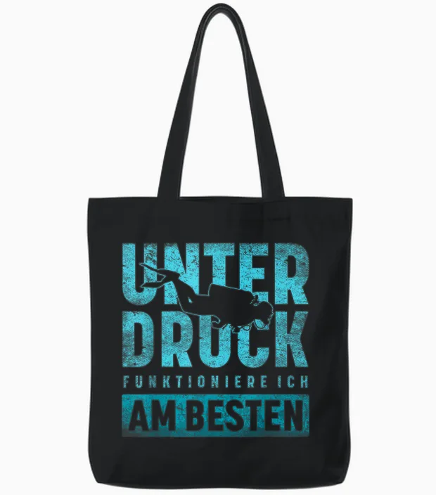 Under Print Functioniere Ich Am Besten Scuba Diver T-Shirt, Black Tote Bags in Black