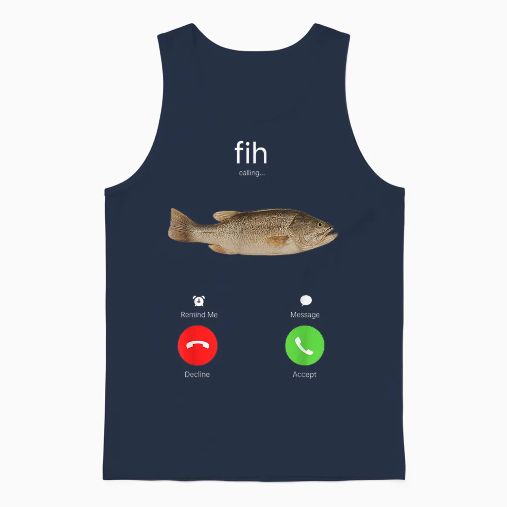 Fih Calling Unisex Tank Top in Navy