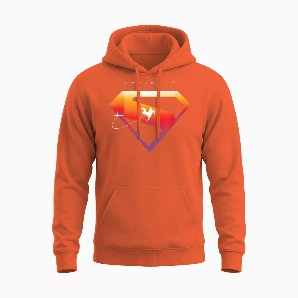 Superman (2025) Flying Silhouette S-Shield Emblem Unisex Hoodie in Orange