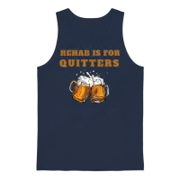 Funny Rehab Is for Quitters Wine Beer Rehabilition Unisex Tank Top - Navy – 1