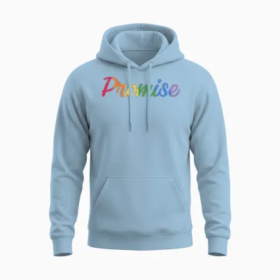 God's Promise Rainbow Graphic Unisex Hoodie - Light Blue
