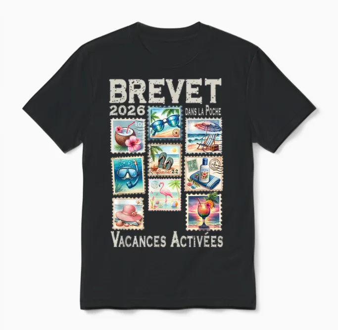 Brevet Collèges Réussi 2026 Bep Vintage Timbres Humour Unisex T-Shirt in Black