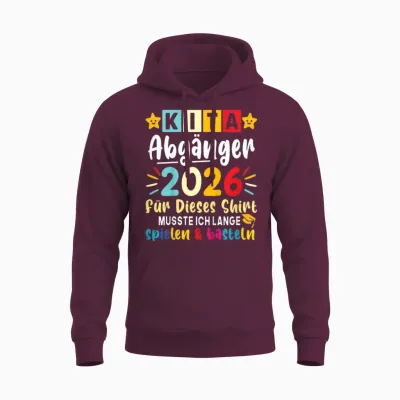 Children's Kita Leavers 2026 First Day of School After Nursery Unisex Hoodie - Maroon