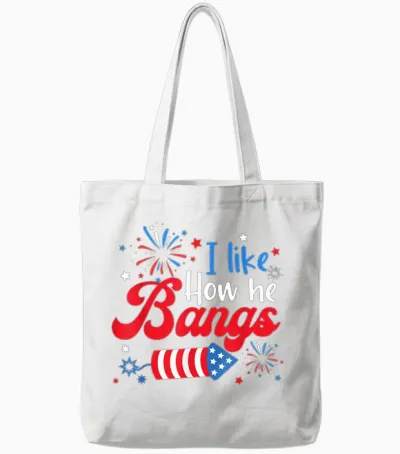 I Like How She Explodes Fireworks Funny Couple 4th of July Tote Bags - White