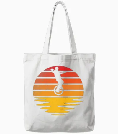 Unicycle Retro Tote Bags - White