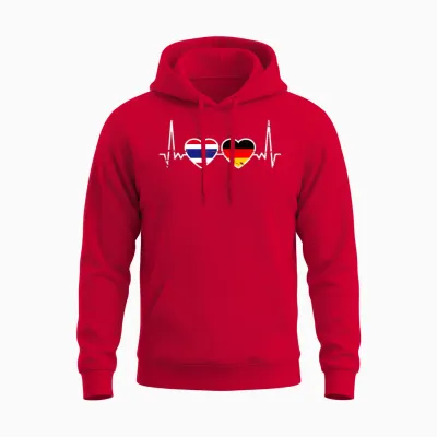 Thailand Deutschland Herzschlag Flagge Deutsch Thailänder Unisex Hoodie - Red