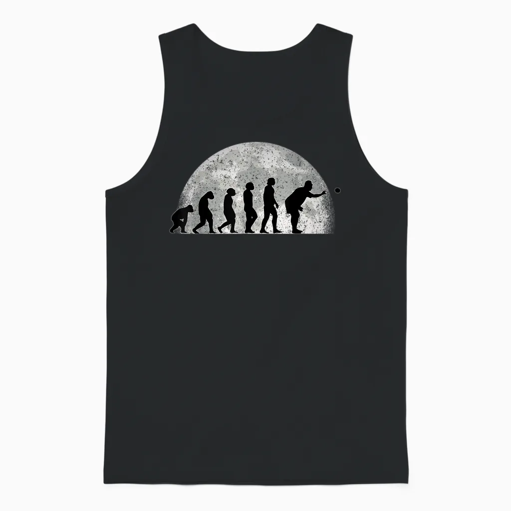 Bowling Evolution Moon Petanque Balls T-Shirt, Black, S Unisex Tank Top in Black