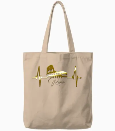 Rome Colosseum Heartbeat Italy Roma Skyline Italia Tote Bags - Natural
