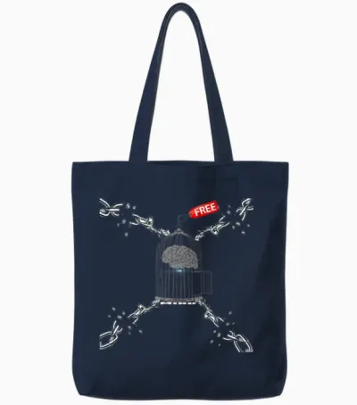 Brain Tote Bags - Navy