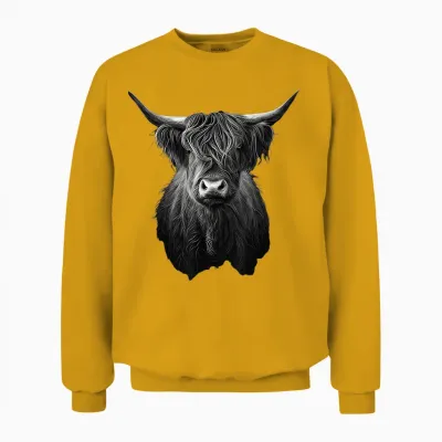 Scottish Highland Cattle Highland Cattle Gift Farmer T-Shirt, Black Unisex Sweatshirt - Gold