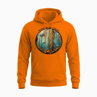 Underwater Kelp Forest with Fish and Lobster Urm Unisex Hoodie - Safety Orange