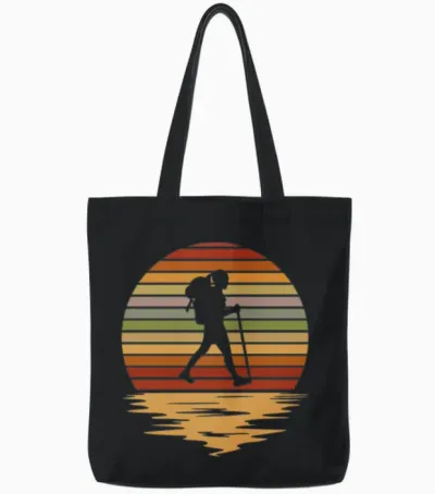 Hiking Color Night Tote Bags - Black