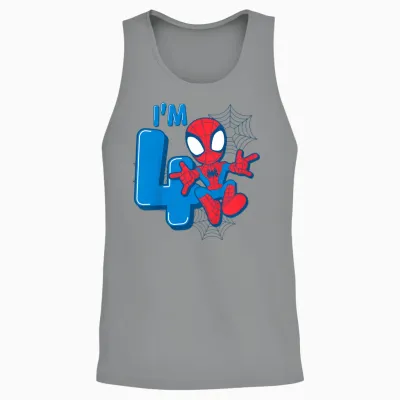 Kids Marvel Spider-Man Cute Spidey 4th Birthday I'm 4 T-Shirt, Black Unisex Tank Top - Sport Grey