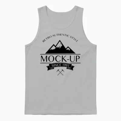 Retro Authentic Style Mockup for Light Unisex Tank Top - Ash