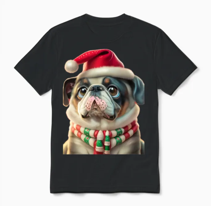 Funny Dog Christmas, Dog Lover Unisex T-Shirt in Black