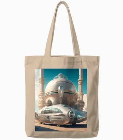 Retro Futurescape Tote Bags - Natural