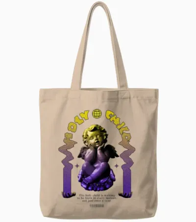 Holy Child Modern Streetwear Tote Bags - Natural