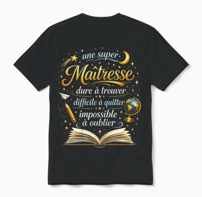 Gift a Super Mistress School End Year Teacher Funny Unisex T-Shirt in Black
