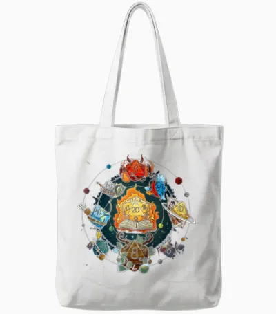 Funny Dice Role Playing Game 20 Pages T-Shirt, Black Tote Bags - White