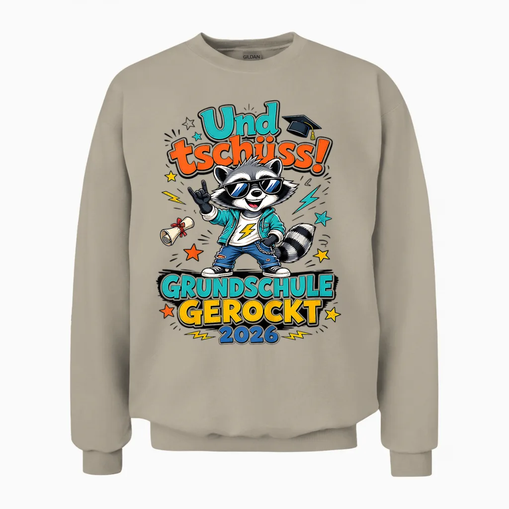 Kinder Grundschule Gerockt 2026 Und Tschüss Abgänger Absolvent Unisex Sweatshirt in Sand