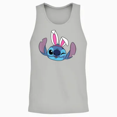 Amazon Essentials Disney Stitch Winking Spring Easter Bunny Ears Unisex Tank Top - Ash