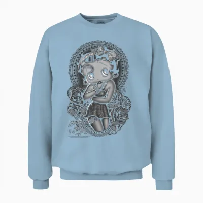 Betty Boop Fashion Roses Unisex Sweatshirt - Light Blue