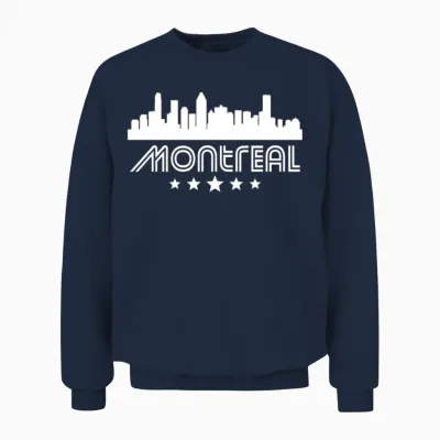 Retro Montreal Skyline Unisex Sweatshirt - Navy