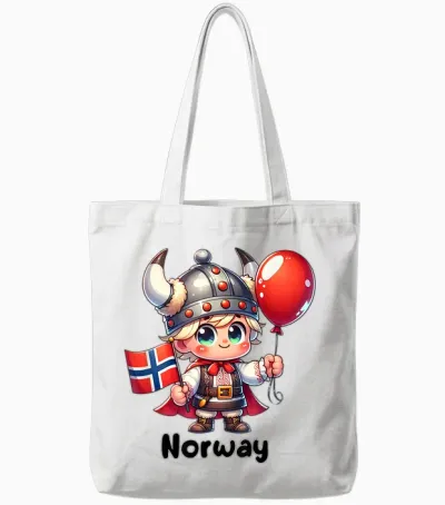Norwegen Flagge Für Kinder, Norwegen T-Shirt, Norwegische Flagge Mädchen Tote Bags - White