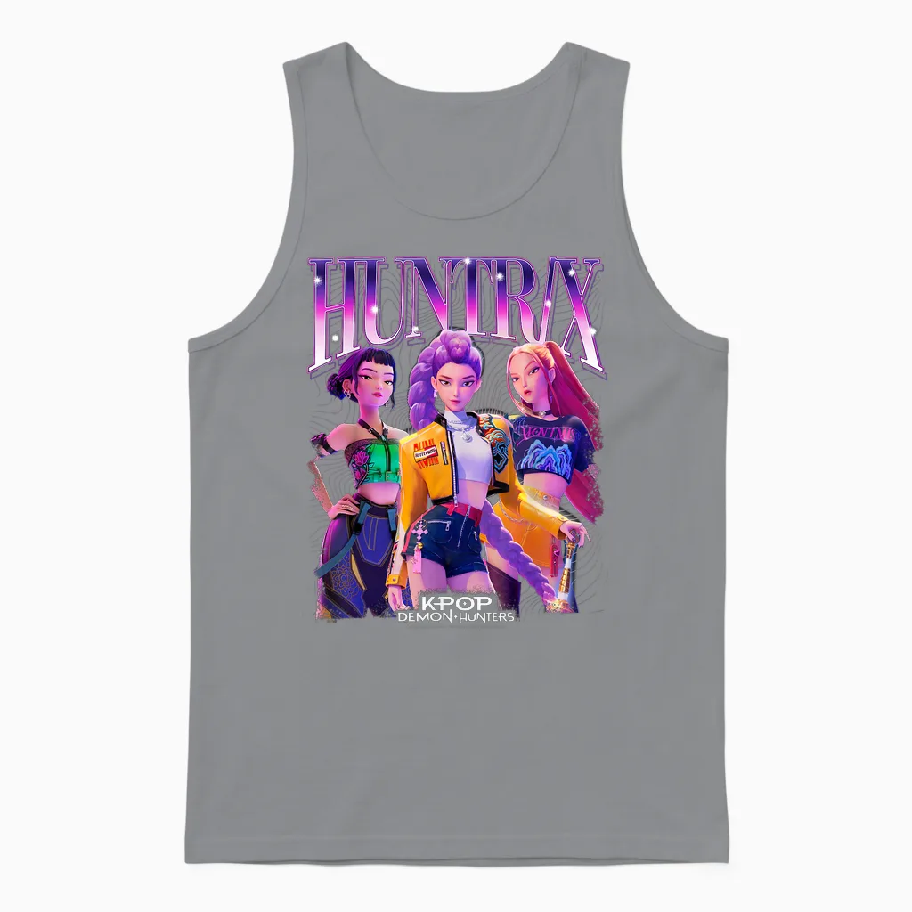 Kpop Demon Hunters Huntrix Bootleg Officially Licensed Unisex Tank Top in Sport Grey