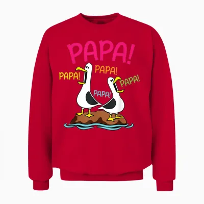 Papa Mouette Drôle Design Oiseaux Marins Humour Papa Unisex Sweatshirt - Red