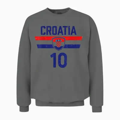 Croatia Tshirt Hrvatska Flag Zagreb Croatian Jersey Retro Unisex Sweatshirt - Graphite Heather