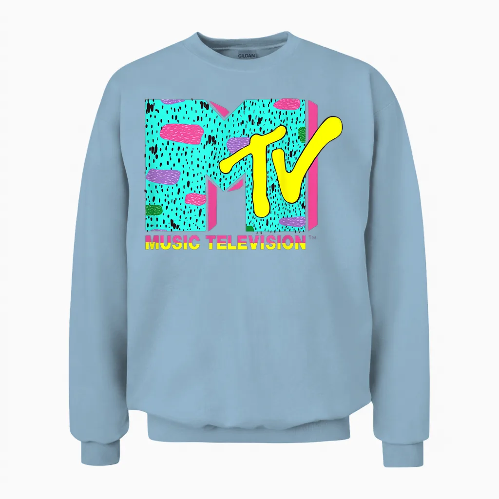 Mademark X Mtv - the Official Mtv Logo with Wild Colors and a Funky Design Unisex Sweatshirt in Light Blue