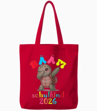Bäam Für Schulanfang Lustige Schildkröte Tote Bags - Red