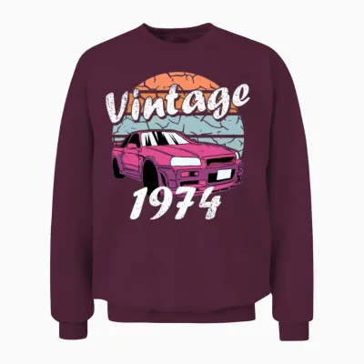 Vintage 1974 Anniversary Unisex Sweatshirt - Maroon