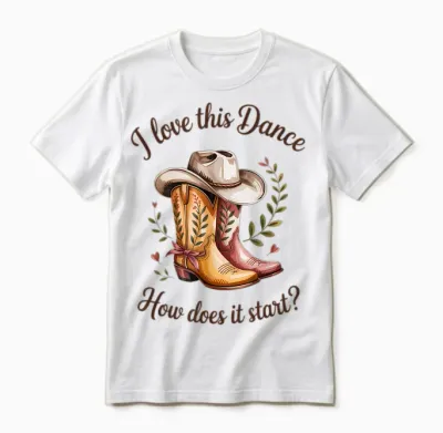 Line Dance T-Shirt with German Text "ich Liebe Diesen Tanz Wie Fanger An?" Unisex T-Shirt - White