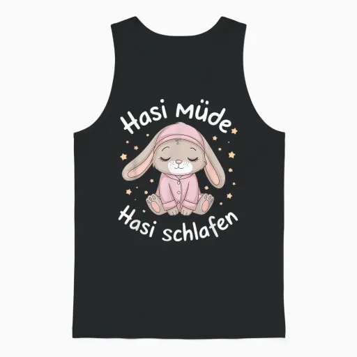 Hasi Tired Hasi Sleeping Shirt Rabbit Bunny T-Shirt, Black Unisex Tank Top in Black